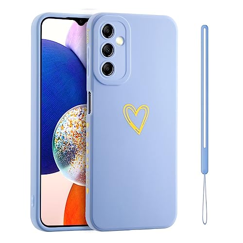 ESONG Silikon Handyhülle für Samsung Galaxy A05S Schutzhülle mit Süße Liebe Herzform für Mädchen/Frauen,UltraDünn Bumper Telefonhülle Cover mit Handschlaufe,kameraschutz Case Blau von Jeelar