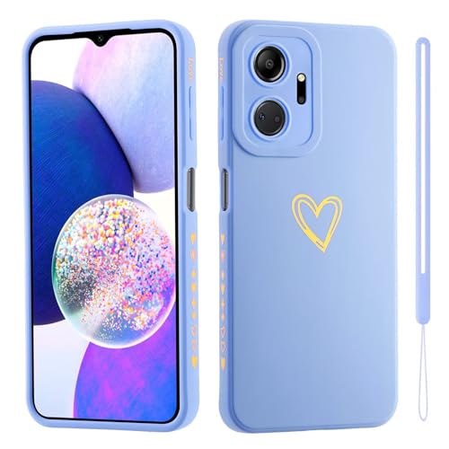 ESONG Silikon Handyhülle für Xiaomi Redmi A1 2022 4G/Redmi A2 4G Schutzhülle mit Süße Liebe Herzform für Mädchen/Frauen,UltraDünn Bumper Telefonhülle Cover mit Handschlaufe,kameraschutz Case Blau von Jeelar