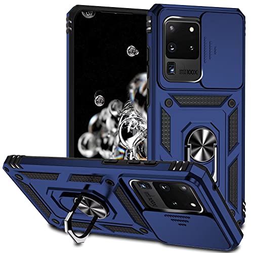 ESONG Handyhülle für Samsung Galaxy S20 Ultra Ständer Hülle,[360 Grad Metall Ring Drehung Halter][Kameraschutz ],Militär Handy Stoßfeste Handytasche Case Outdoor Schutzhülle Cover,Marine von Jeelar