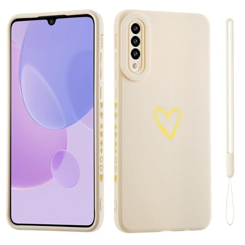 Jeelar ESONG Silikon Handyhülle für Samsung Galaxy A50/A30S/A50S Schutzhülle mit Süße Liebe Herzform für Mädchen/Frauen,UltraDünn Bumper Telefonhülle Cover mit Handschlaufe,kameraschutz Case Weiss von Jeelar