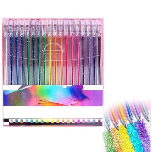 Jeenuuder Glitzer-Gel-Stifte-Set, 18 Glitzer-Gel-Stifte, Glitzermarker für Erwachsene, Schreiben, Zeichnen, einfach zu bedienen von Jeenuuder