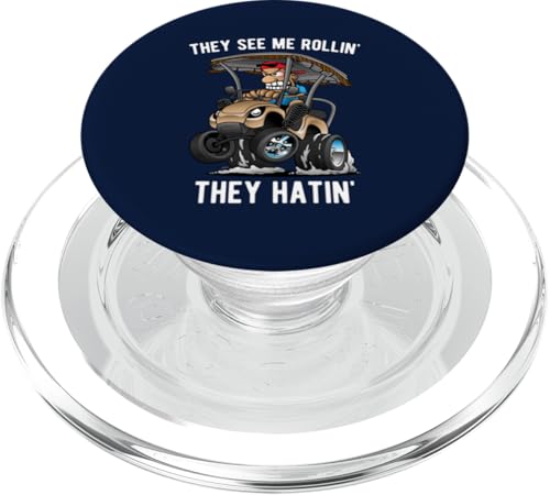 Funny They See Me Rollin' They Hatin' Golfwagen Cartoon PopSockets PopGrip für MagSafe von Jeff Hobrath