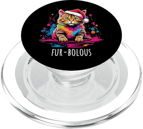 Furbulous Cute Cat Christmas Party Holiday Kitten Design PopSockets PopGrip für MagSafe von Jeff Hobrath