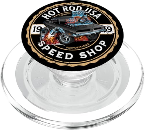 Hotrod USA Klassisches Muscle-Cartoon-Cartoon-Design im Used-Look PopSockets PopGrip für MagSafe von Jeff Hobrath