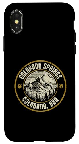 Hülle für iPhone X/XS Colorado Springs, Colorado, Vereinigte Staaten von Amerika, Bergdesign im Used-Look von Jeff Hobrath