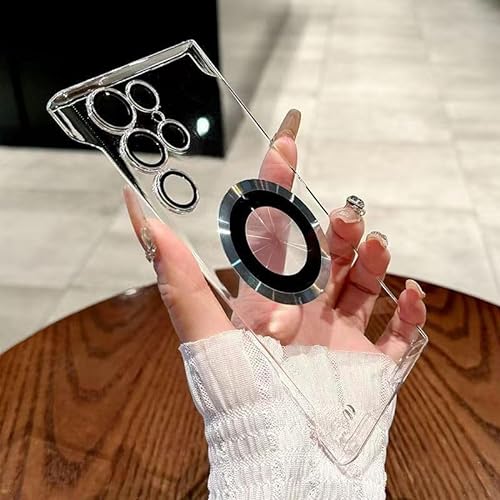 Ultra-Thin Transparent Phone Case with Magnetic Ring for Samsung (Transparent,for S23 Ultra) von Jelaqmot