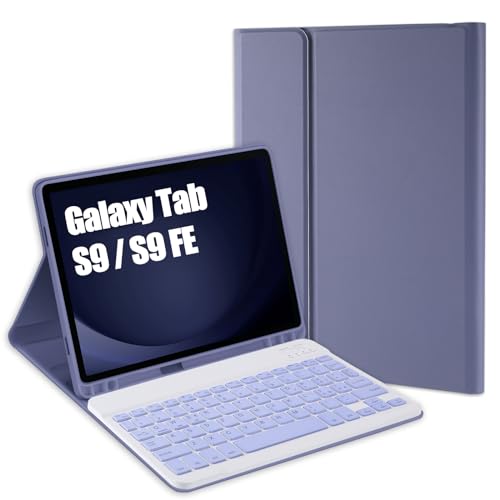 Jeloyutek Tastatur Cover für Samsung Galaxy Tab S9 FE 10,9 Zoll / Tab S9 11 Zoll, Schutzhülle mit italienischer QWERTY-Tastatur für Galaxy Tab S9 FE/S9 (SM-X710/X716B/X718U/X510/X516B), Violett von Jeloyutek