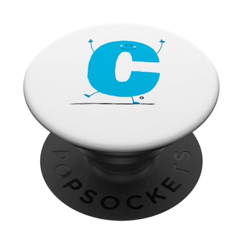 Buchstabe C, niedliches handgezeichnetes Typografie-Design PopSockets Klebender PopGrip von Jen Farley Stuff