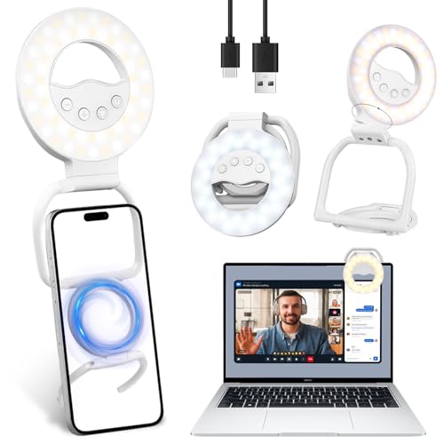 Jessonly Magnetisches Selfie-Licht für Telefon, Magsafe Ringlicht für iPhone mit Halterung [3 Lichtmodi & 60 LEDs & 10-stufige Helligkeit], wiederaufladbar & tragbar magnetisch auf Licht für Telefon von Jessonly