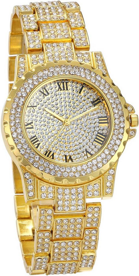 JewelryWe Fur Damen mit Zahlen Zifferblatt Quarz Analog Watch, Luxuriöse mit Edelstahlarmband und Strass – Perfekte Eleganz von JewelryWe