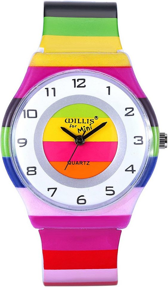 JewelryWe Fur kinder Junge Mädche Regenbogen LGBT Gay Lesbian Pride Analog Quarz Watch, Stylische mit Silikonarmband, Regenbogen-Design und wasserdicht von JewelryWe