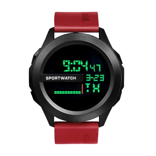 JewelryWe Kinderuhr Silikon Digitaluhr Jungen: Rot Kinder Mädchen Digital Armbanduhr Outdoor Sport Multifunktionale Uhr mit Licht, Wecker, Woche Datum Kalender, Stoppuhr und Silikon Armband von JewelryWe