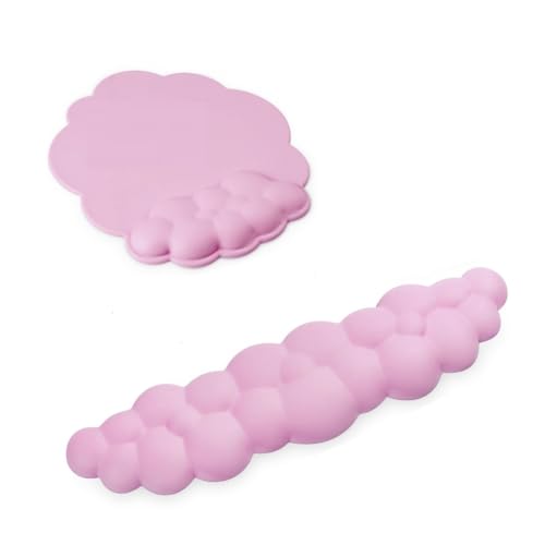 Jgzzmxuq Cloud-Handgelenkauflagen-Set, Ergonomische Tastatur-Handgelenkauflage, Maus-Handgelenkauflage, Computer-Gaming-Handgelenkauflage, rutschfeste Basis, Einfache Installation, Rosa von Jgzzmxuq