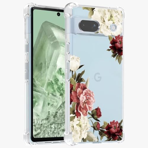 Jhxtech Handyhülle für Pixel 8A Hülle, Google 8A GC3VE Mädchen Damen, schlanke, stoßfeste, durchsichtige, durchsichtige, weiche, Flexible TPU-Schutzhülle für Google Pixel 8A Blossom Flower von Jhxtech