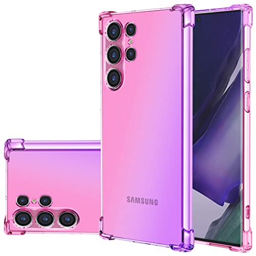 Jhxtech für Galaxy S22 Ultra Hülle, Samsung S22 Ultra Hülle, Transparente Verlauf Handyhülle, Schlankes kratzfestes Flexibles TPU Hülle stoßfeste Schutzhülle für Samsung Galaxy S22 Ultra 5G rosa/lila von Jhxtech