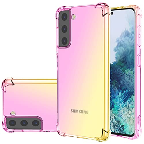 Jhxtech für Galaxy S21 Plus Hülle, Samsung S21 + Hülle, Transparente süße Verlauf Handyhülle, Schlankes kratzfestes Flexibles TPU Hülle stoßfeste Schutzhülle für Samsung Galaxy S21 Plus 5G rosa/Gold von Jhxtech