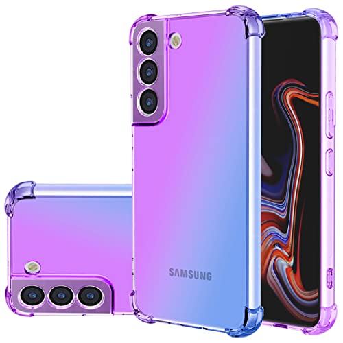 Jhxtech für Galaxy S22 Plus Hülle, Samsung S22 + Hülle, Transparente süße Verlauf Handyhülle, Schlankes kratzfestes Flexibles TPU Hülle stoßfeste Schutzhülle für Samsung Galaxy S22 Plus 5G lila/blau von Jhxtech