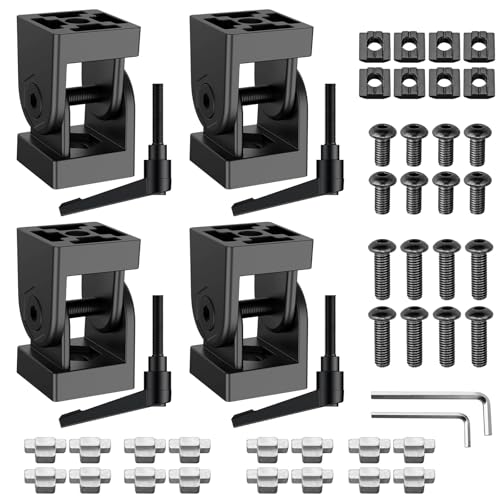 JiGiU Winkelverbinder Schwarz Einstellbarer Gelenk für 3030 Aluprofil 8mm Schlitz Gelenkverbinder mit Klemmhebel Flexibler Scharnier Befestigungsmaterial für 3D Druckerteile DIY-Projekt (4 Stück) von JiGiU