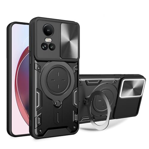 Kompatibel mit Oppo Reno10 Pro 5G CPH2525 Hülle,Kompatibel mit Oppo Reno10 5G CPH2531 Autohalterung Magnetischer Ständer Schiebeobjektiv 2 in 1 Gehäuse Black von Jiajihua