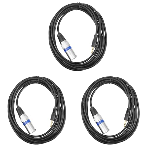 Jialouboo 3 x 3,5-mm-Stereo-Klinkenstecker auf 3-poligen XLR-Stecker, Mikrofon-Audio-Aufnahme von Jialouboo