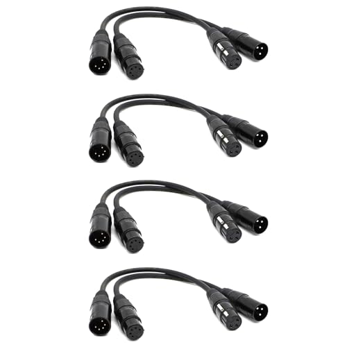 Jialouboo 4 x XLR-Stecker 3-polig auf XLR-Buchse 5-polig & XLR-Buchse 3-polig auf XLR-Stecker 5-poliges Audiokabel, für Mikrofon, Bühnenlicht von Jialouboo