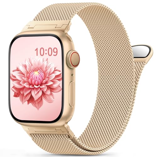 Jiamus Milanese Armband Kompatible mit Apple Watch Armband 41mm 40mm 38mm 42mm(Series 10) für Damen Herren.Magnetisch Edelstahl Armbänder für iWatch Series 9 SE 8 7 6 5 4 3 2 1 Ultra/Ultra 2 von Jiamus