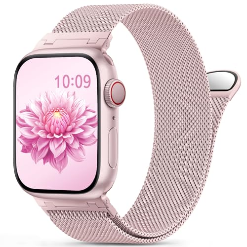 Jiamus Milanese Armband Kompatible mit Apple Watch Armband 41mm 40mm 38mm 42mm(Series 10) für Damen Herren.Magnetisch Edelstahl Armbänder für iWatch Series 9 SE 8 7 6 5 4 3 2 1 Ultra/Ultra 2 von Jiamus