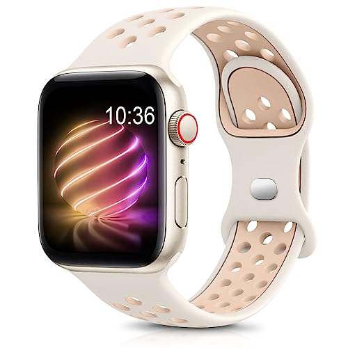 Jiamus Sport Armband Kompatibel mit Apple Watch Armband 44mm 45mm 49mm 42mm 41mm 38mm 40mm Herren Damen,Atmungsaktive Silikon Wasserdicht bänder für Apple Watch Ultra iWatch Series SE 8 7 6 5 4 3 2 1 von Jiamus