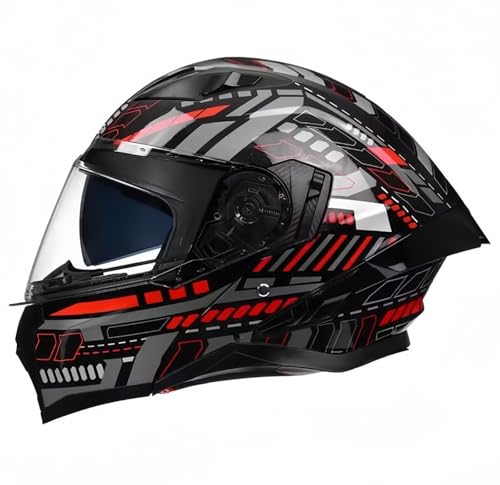 Integral-Motorradhelm, ECE 22.06-Zugelassener Integralhelm Mit Doppelvisier, Atmungsaktiver Rollerhelm Für Damen Und Herren, Motorradhelm Für Erwachsene C,XL/(59~60cm) von JianJud