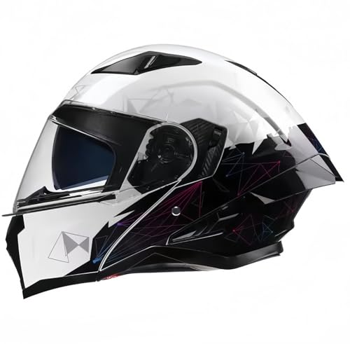 Integral-Motorradhelm, ECE 22.06-Zugelassener Integralhelm Mit Doppelvisier, Atmungsaktiver Rollerhelm Für Damen Und Herren, Motorradhelm Für Erwachsene E,M/(54~55cm) von JianJud