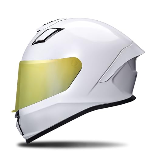 Integralhelm Mit Klappmechanismus Für Motorrad, Integriertes Doppelvisier, Für Erwachsene, Männer Und Frauen, Moped-Straßenrennen, DOT-Geprüfter Sturzhelm J,XXL/(59~60cm) von JianJud