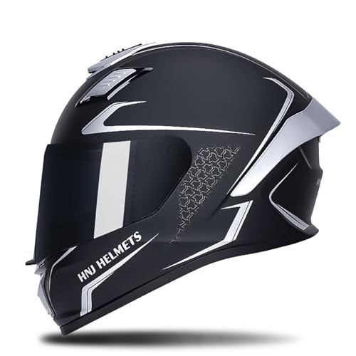 Integralhelm Mit Klappmechanismus Für Motorrad, Integriertes Doppelvisier, Für Erwachsene, Männer Und Frauen, Moped-Straßenrennen, DOT-Geprüfter Sturzhelm W,M/(53~54cm) von JianJud