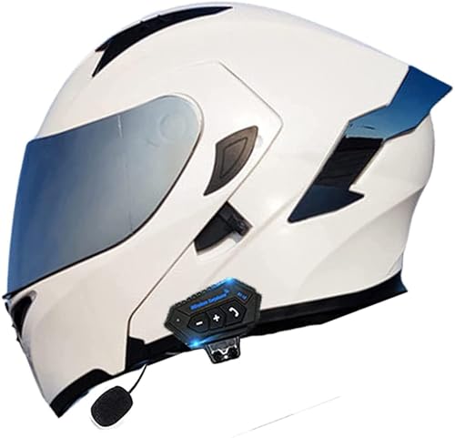 Klapphelm Mit Bluetooth, Integriert Motorradhelm, ECE Zertifiziert Integralhelm Mit Doppelvisier, Mit Eingebautem Mikrofon Für Automatische Reaktion, Für Erwachsene Frauen Männer B,M/(57~58cm) von JianJud