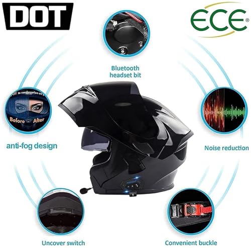 Klapphelm Mit Bluetooth Motorradhelm Herren, ECE Zertifiziert Sturzhelm, Integriert Motorradhelm, Mit Doppelvisier Mikrofon Motorrad Helm Für Erwachsene Damen Modularer Helm F,S/(55~56cm) von JianJud