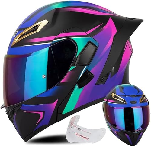 Motorradhelm, ECE-Geprüfter Integralhelm, Motorrad-Motocrosshelm Für Erwachsene, Fahrradhelm Mit Kopfbedeckung, Motorradhelm Für Erwachsene, Männer Und Frauen D,S/(55~56cm) von JianJud