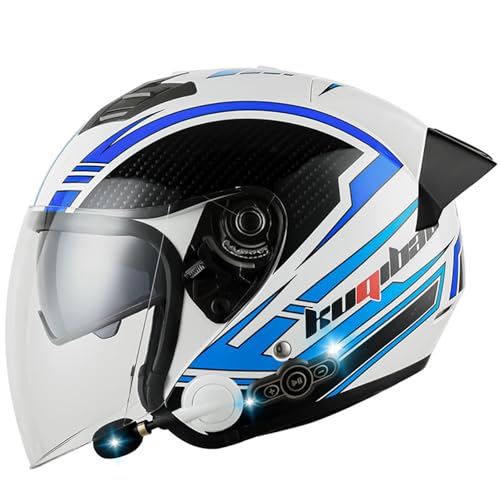 Motorradhelm mit Bluetooth, Integralhelm mit Sonnenblende Mopedhelm ECE Zertifiziert für Damen Herren mit Eingebautem Mikrofon Vollvisierhelm A,XXL/(63~64cm) von JianJud