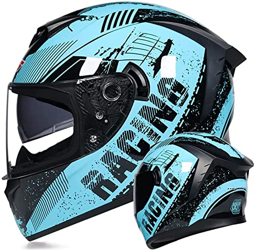 Schneemobil-Motorradhelm, Motorrad-Integralhelm, DOT-Zugelassener Motorrad-Straßenrad-Rennhelm Mit Sonnenblende Für Erwachsene, Jugendliche, Männer Und Frauen D,S(55~56CM) von JianJud