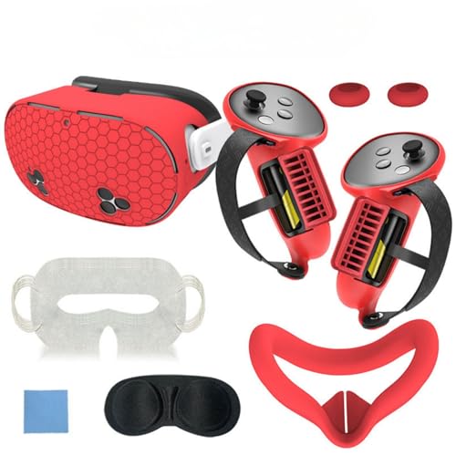 JiangJiangBao 7-in-1-Schutzhüllen-Set kompatibel mit Meta Quest 3S, rutschfeste Silikonhülle für Quest 3S Zubehör, Headset-Shell-Abdeckung, Gesichtsabdeckung, Controller-Griffabdeckung und von JiangJiangBao