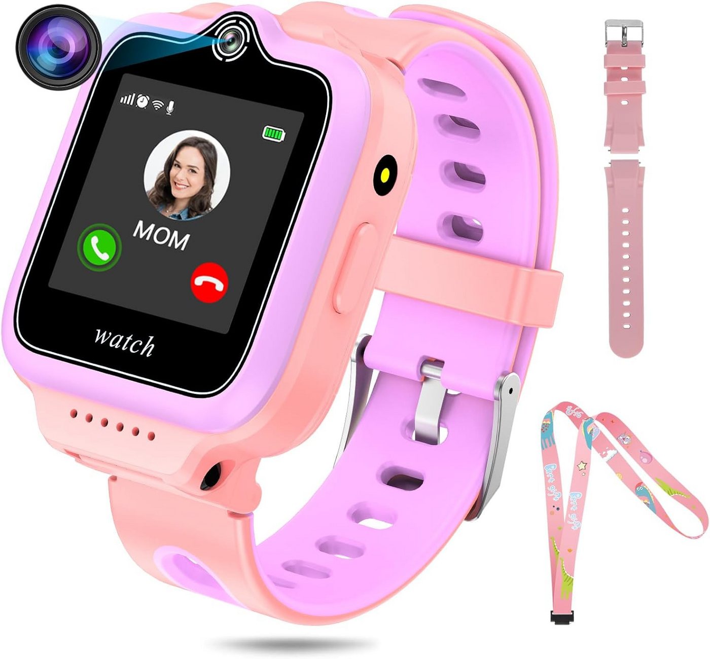 Jianyana Schulmodus zur Vermeidung von Ablenkungen Smartwatch (1,3 Zoll, Android, iOS), mit GPS und Telefon 4G,360 Grad Drehung Smart Watch 4G WiFi Videoanruf von Jianyana