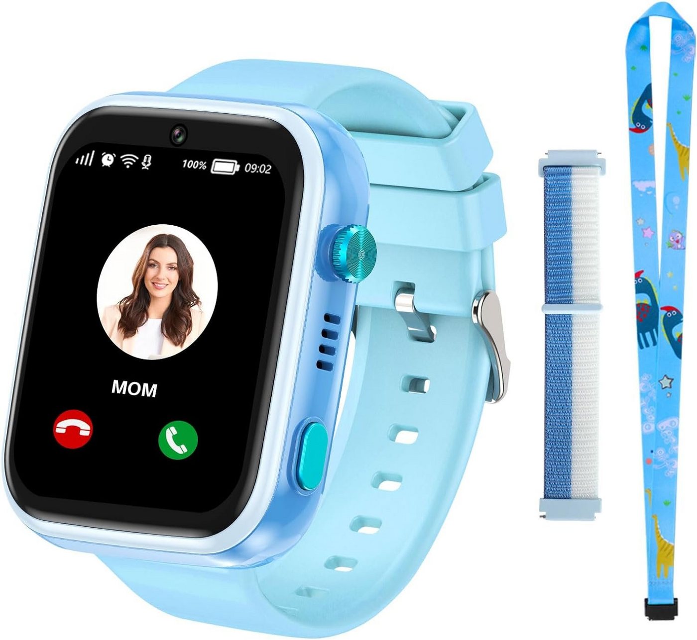 Jianyana Smartwatch (1.4 Zoll, 4G), Kinder-Smartwatch 4G GPS, Telefon Video, SMS, Kamera, Musik, Geschenk von Jianyana
