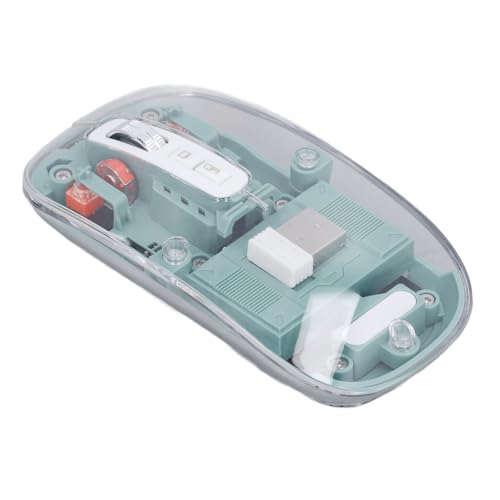 Jiawu Kabellose Maus, 3 Modi (BT1/BT2/2,4 G), Leichte Maus, Transparent, Klar, Kühl, Wiederaufladbar, Leise Computermäuse mit USB-Empfänger, RGB-Lichter, Bluetooth-Maus für Büro/PC von Jiawu