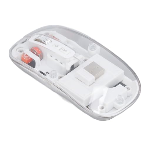 Jiawu Kabellose Maus, 3 Modi (BT1/BT2/2,4 G), Leichte Maus, Transparent, Klar, Kühl, Wiederaufladbar, Leise Computermäuse mit USB-Empfänger, RGB-Lichter, Bluetooth-Maus für Büro/PC von Jiawu