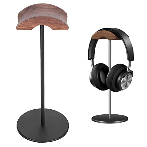 Jichenfang Kopfhörer Ständer Headset Halterung aus Hochwertigem Walnussholz& Aluminium,Kopfhörer Halterung mit Schwerer Basis für alle Kopfhörergrößen von Jichenfang