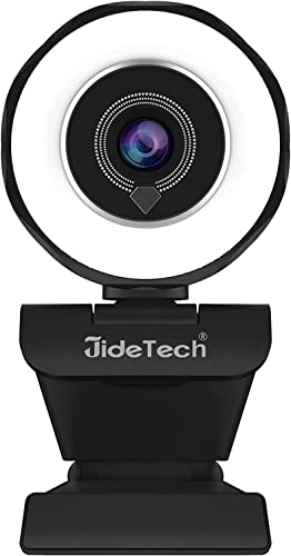 JideTech 30FPS 2K Webcam mit Ringlicht, USB Webcam HD mit Mikrofon und Stativ, Plug & Play Streaming-Kamera Für PC|Computer|Laptop|Mac|Desktop von JideTech