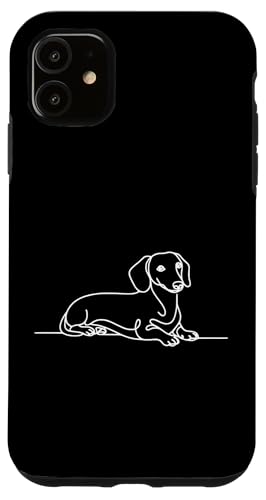 Hülle für iPhone 11 Elegant Line Art Dackel Hund von Jimbeels