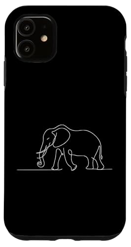 Hülle für iPhone 11 Elegante Linienkunst, einfaches Zeichnen, Kunstwerk, Elefant von Jimbeels