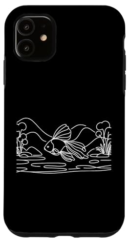 Hülle für iPhone 11 Line Art Fish & Ichthyologe Japanischer Reisfisch von Jimbeels