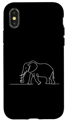 Hülle für iPhone X/XS Elegante Linienkunst, einfaches Zeichnen, Kunstwerk, Elefant von Jimbeels