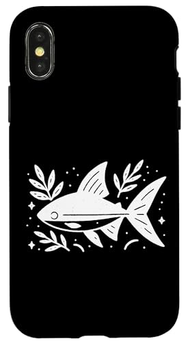 Hülle für iPhone X/XS Line Art Fish & Ichthyologist Black Phantom Tetra von Jimbeels