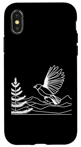 Hülle für iPhone X/XS Line Art Vogel- und Ornithologe Western Tanager von Jimbeels